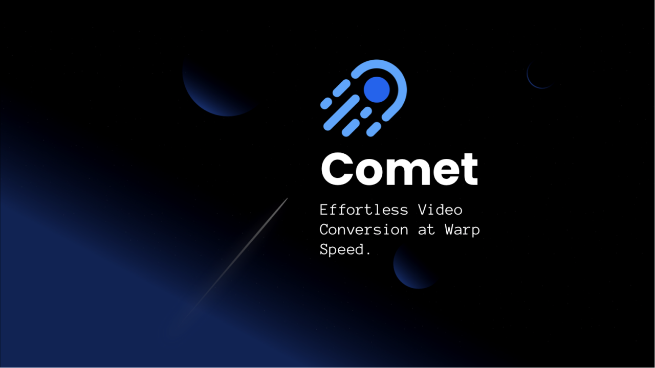 GitHub - Thavarshan/comet: ☄️ Кроссплатформенное приложение на базе FFmpeg для простого и красивого преобразования видео. Бесплатное, удобное в использовании и находящееся в разработке, с массовой загрузкой и настраиваемыми параметрами вывода.