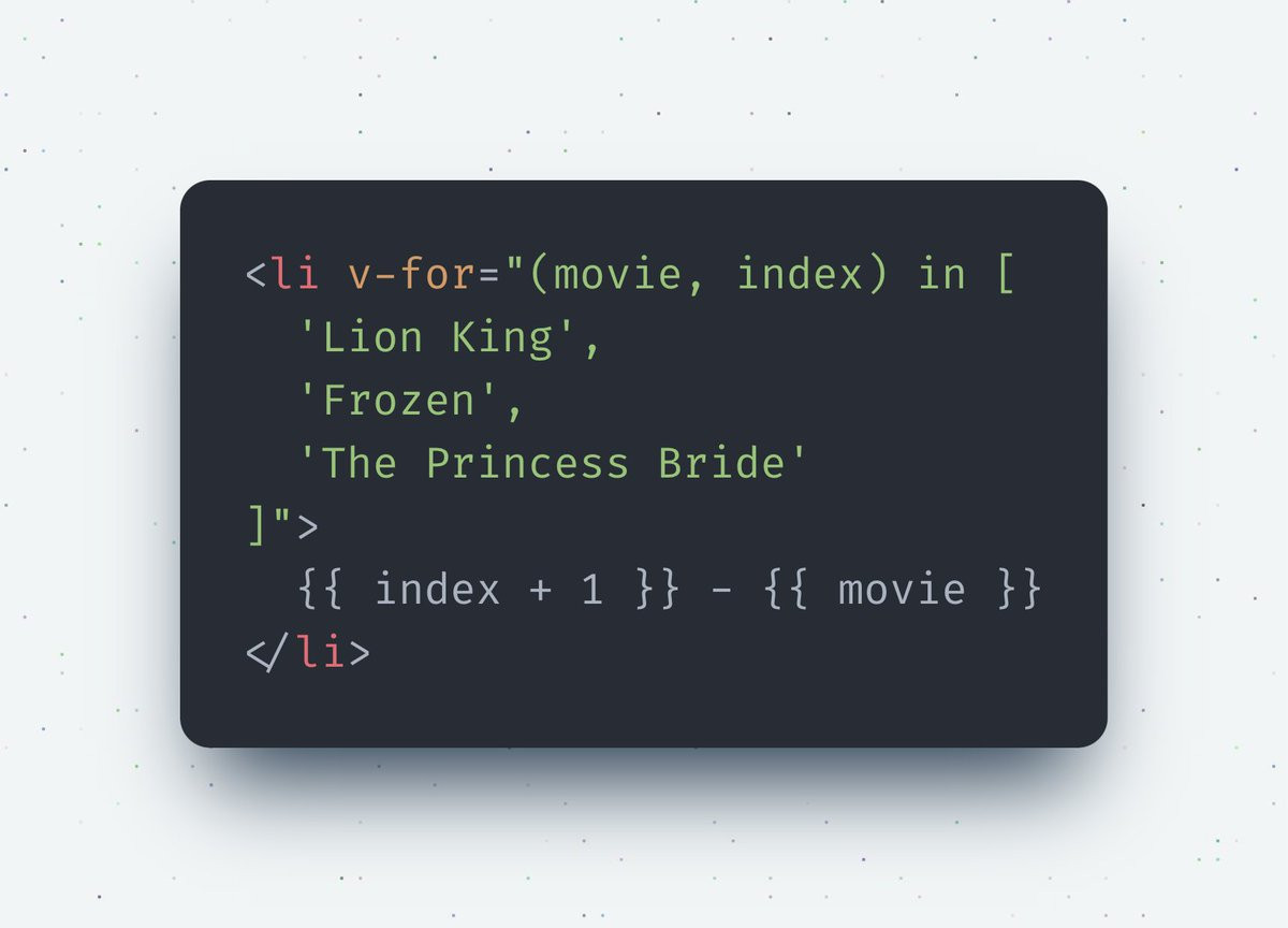 @vuejs It's more widely known that you can grab the index out of the v-for by using a tuple like this: https://t.co/yS5qunQvn9